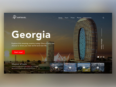 Travel to Georgia Website design flat georgia icon site tour travel ui ux web website