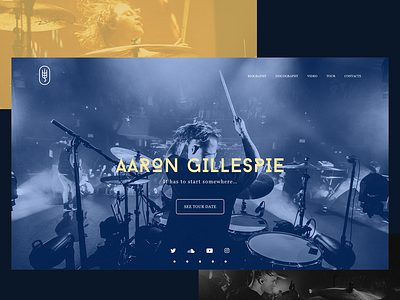 Aaron Gillespie adobexd design drums figma flat illustration lettering minimal music photoshop site type ui ux vector web website
