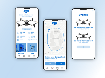 Drone UI App DJI Security Prototype app concept daily ui design drone drone app graphic design minimal mockup prototype ui ux design web design