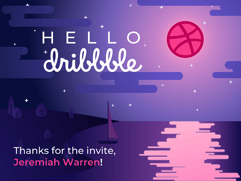 Hello Dribbble! dribble invite illustration thanks for invite