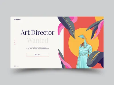 Kingpin artdirector design flower flowers girl illustration job kingpin menubar red typography ui ux vacancies vacancy vector web website yellow