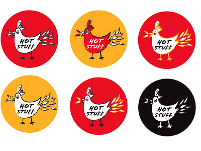 🍗Hot Stuff - Logo Explorations branding color color palette concept design food food illustration illustration logo packaging restaurant visual design visual identity