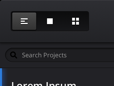 Search Projects dark interface ios ipad picker projects search ui