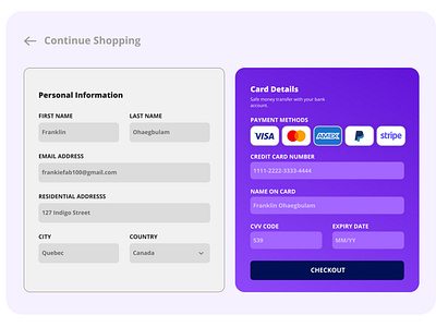 Credit card checkout page