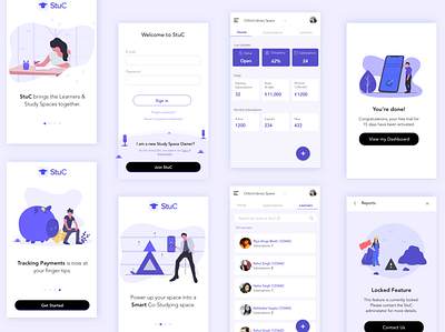 StuC Mobile App app design app ui coworking space design education stuck student study space ui ux