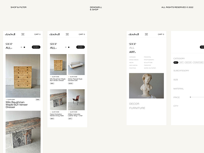 Dendwell / Ecommerce Shop & Filter branding and identity decor design ecommerce filter furniture influencer marketing marketplace shop ui ux uxui vintage web design webflow