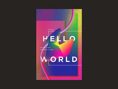 HELLO WORLD color experimental gradient layout poster