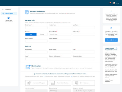 Biodata details account creation accounts admin dashboard admin design biodata dashboard design dashboard ui kyc userinterface