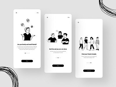 Onboarding Screen Exploration - Daily UI #3 app bold clean concept dailyuichallenge detail drawing figma illustrations ios layout minimal mobile mobile app design modern ui ui design whitespaces