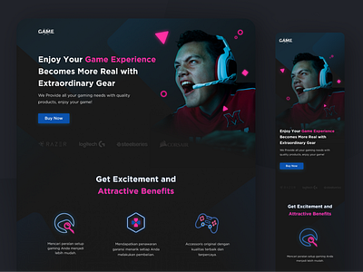 Gamers Gear Website clean concept dark theme esport experience figma game gaming website gear homepage inspiration landing page layout minimal product design simple ui ui design web design website