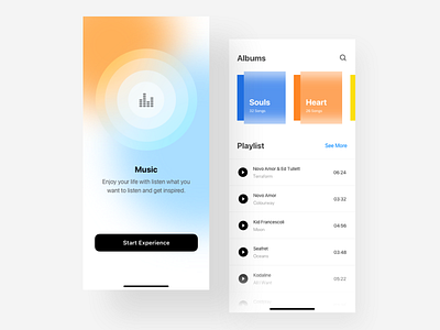 Music App #exploration application blur clean concept ios layout minimal mobile mobile app music sketch ui ui design visual design whitespaces