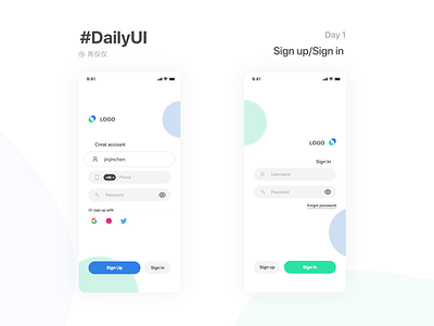 DailyUI Day1 Sign up dailyui mobile signup
