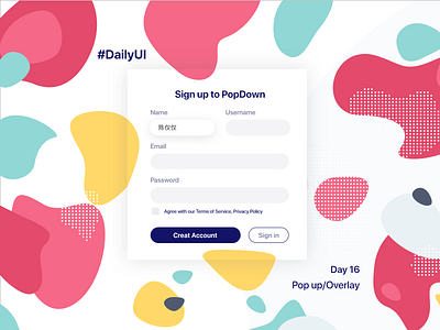 DailyUI Day16-Pop up/Overlay 100daychallenge 100days app app design daily 100 challenge daily ui dailyui dayliui design landing page landingpage mobile overlay popup sign sign in sign up toaster ui ux
