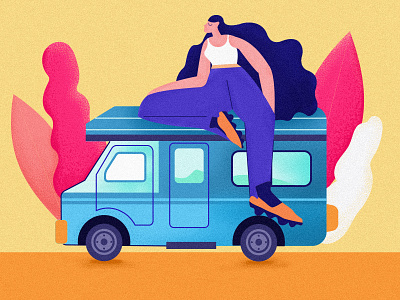 Drive a car to travel design illustration