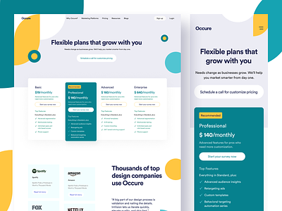 Occure || Pricing Page agency bruvvv consultation design ecommerce freelance india landing page login marketing pricing pricing page responsive design saas saas landing page template ui web web design website