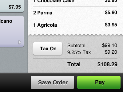 Point of Sale web and iOS UI app button checkout gray green ios ipad iphone light pay pos receipt texture web white