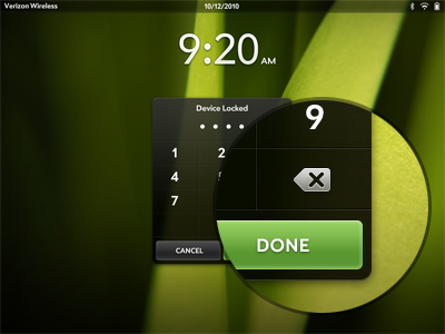 WebOS Lockscreen button green icon lock number numbers numpad screen tablet time webos