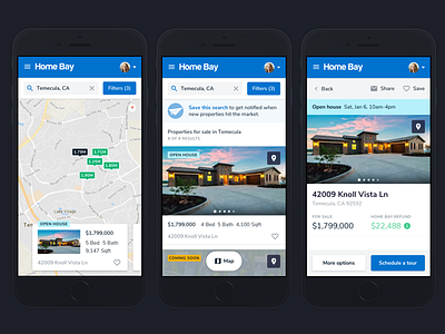 Map-based property search home bay map search property search real estate real estate tech responsive ui search homes for sale