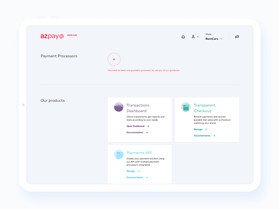 AZPay's [WIP] User Hub - The gateway of all our products dashboard design hub sketch system ui visual web website wip