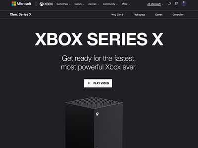 Xbox Series X - tweaked homepage gaming gaming website web design webdesign website design xbox