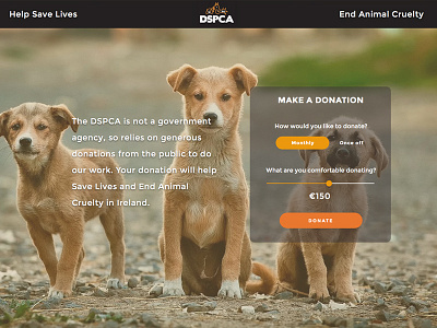 Daily UI #001 - Sign Up 001 animals charity dailyui dogs donate donation form orange pets slider ui