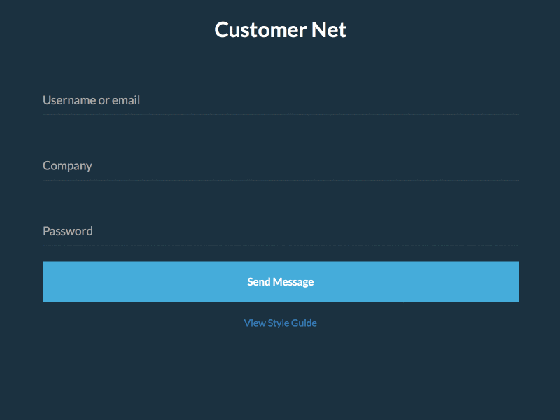 Customer Net - login form