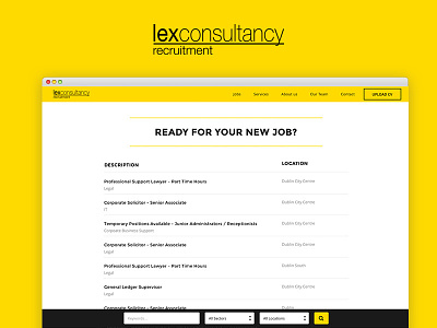 Lex Jobs Board careers jobs jobs board minimalist recruitment ui web design yellow