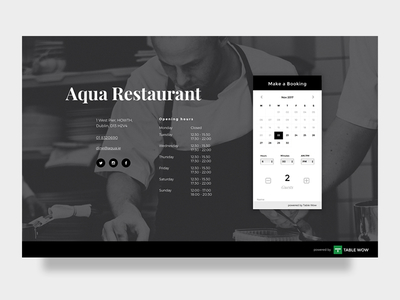 Table Wow Profile Page booking form reservation restaurant ui design web design