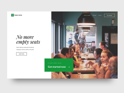 Table Wow - Final homepage booking reservation restaurant ui design web design