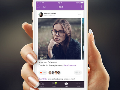 Activity Feed — Wommie [iOS App] activity card comment feed like news photo slide ui ux woman women