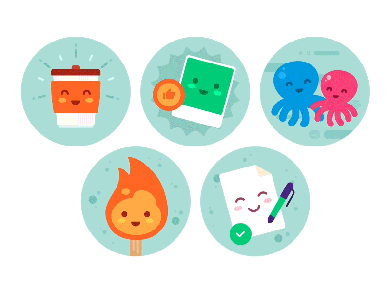 Badges — Illustrations Set 2 badge badges coffee gamification illustration match octopus photo profile