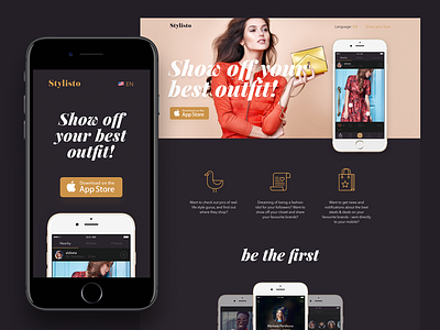 Stylisto — Simple Landing Page adaptive app fashion ios iphone landing mobile responsive style web