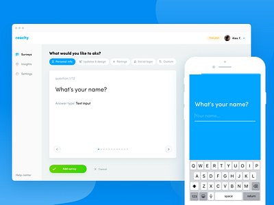 Dashboard — WEB admin dashboard iphone mobile question survey ui ux web