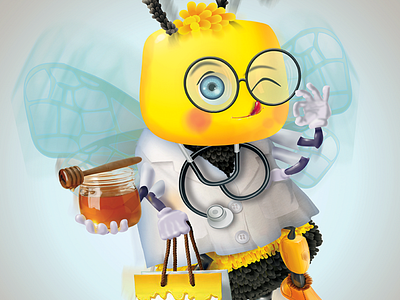 Honeybee bee character dr. bee dr. kandoo honey honeybee illustration