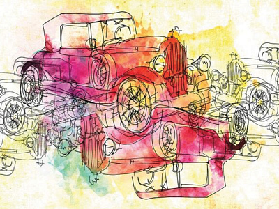 Old memories car colorfull deformation illustration old old car old memories water color