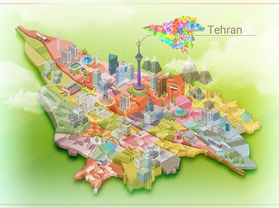 tehran jigooly_S city concept design game art illustration isometric tehran برج میلاد تهران