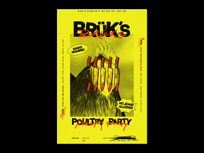 BRÜK'S POULTRY PARTY adobe illustrator design film grain illustration poster poster design typography