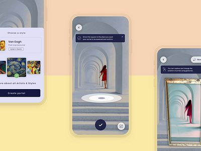 Kunster AR App - portal creation app art artists augmented reality design interface ios app design machine learning minimal mobile product design ui user interface ux visual art visual design