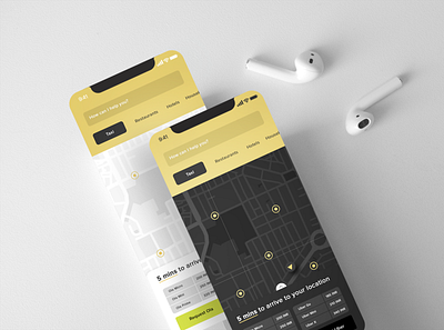 Taxi Booking Mobile App Concept app clean dailyui design interface iphone minimal mobile photoshop taxi app ui ui inspiration ux yellow