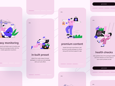 Onboarding concept for package bundler design figma minimal mobile app design onboarding packagebundlgerapp pink ui walkthrough