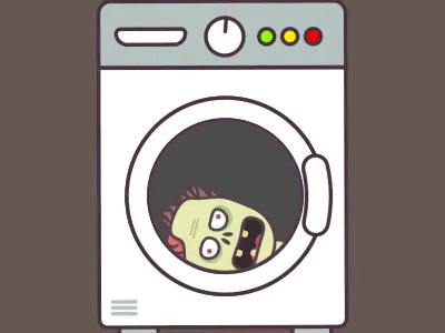 Dummy Zombie for Halloween 2d ae animation animation 2d animation after effects funny gif halloween illustration washing machine zombie