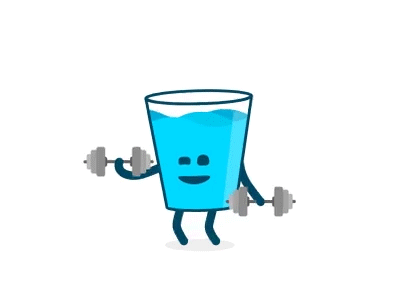 Strong Water Glass ae animation animation 2d dumbell funny gif glass gym healty water color