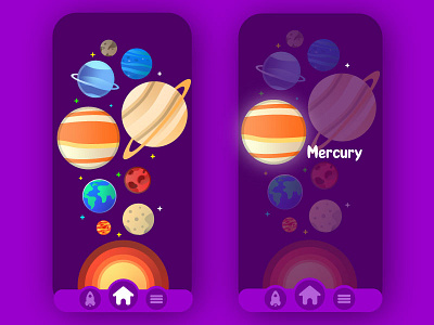 Space App for Kids app flatdesign mercury planets ui uiux ux
