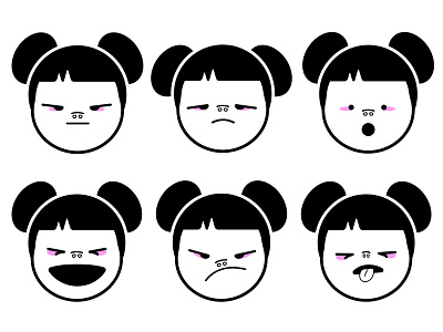 Dynamo Character Design black and white character design chinese chinese girl cute emotions flat icon illustrator minimal