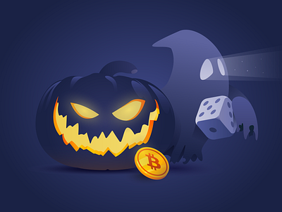 Primedice Halloween 2020 btc crypto dice gamble game ghost halloween illustration illustrator pumpkin spooky vector