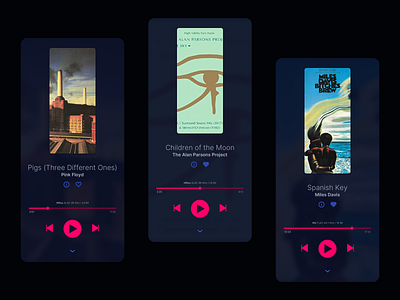 HiFi Music App with some Songs - Dark UI app dark design flat hifi minimal mobile music player ui ux