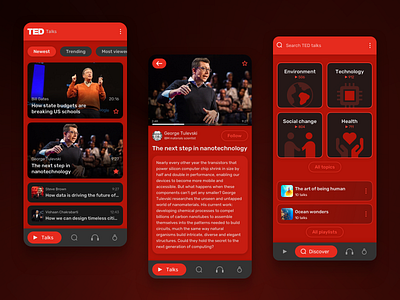 TED app Redesign app design digital identity mobile redesign ted ui ux visual visual design