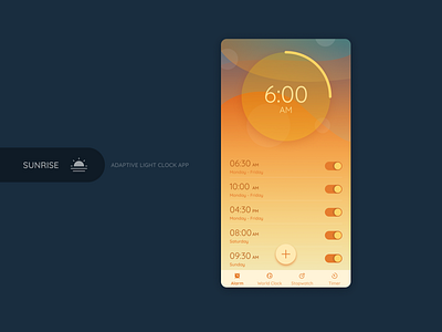 Adaptive Clock - Sunrise adaptive app clock design digital light mobile sunrise time ui ux