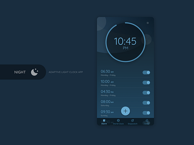 Adaptive Clock - Night adaptive app clock dark design digital mobile night time ui ux