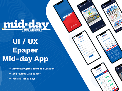 Midday English epaper App UI adobe xd app design business latest news news news app newsfeed newspaper product design ui ux